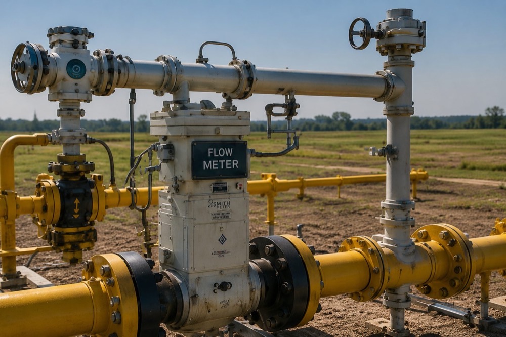 Custody transfer flow meter on a crude oil pipeline